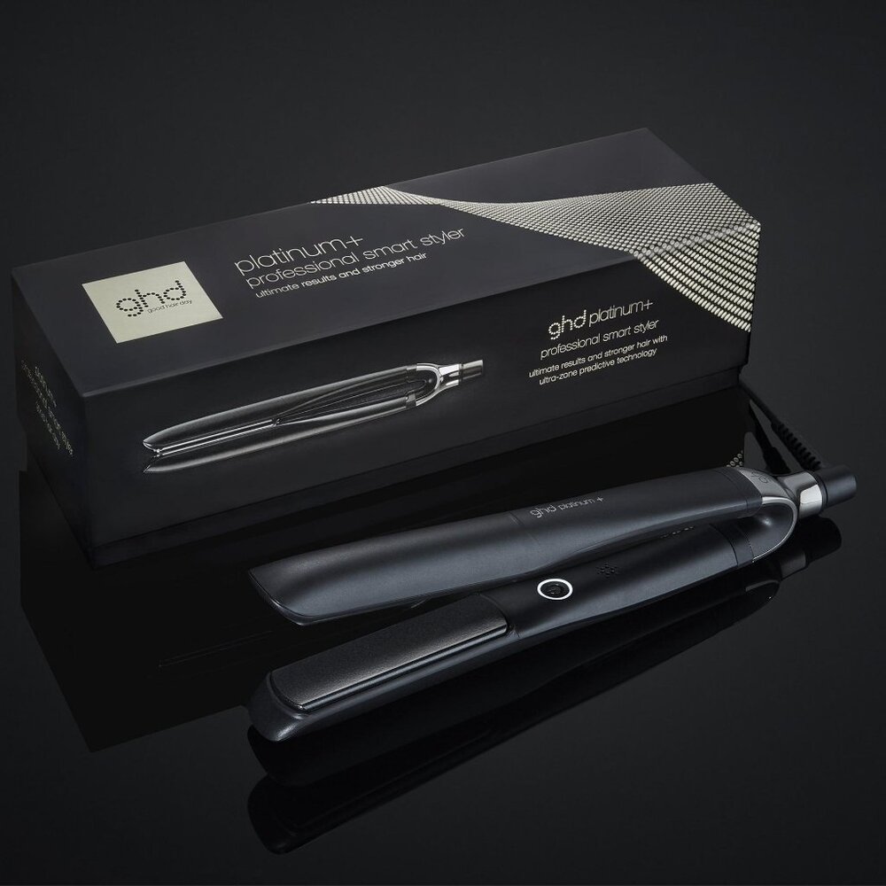 GHD Platinum+ Flat Iron (1 inch plate) Black with pouch.
